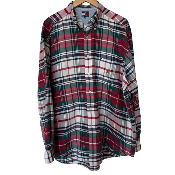 VTG! 2000s Y2K Tommy Hilfiger Men's XL Plaid Button-Down Shirt Multicolor Casual - Picture 2 of 7